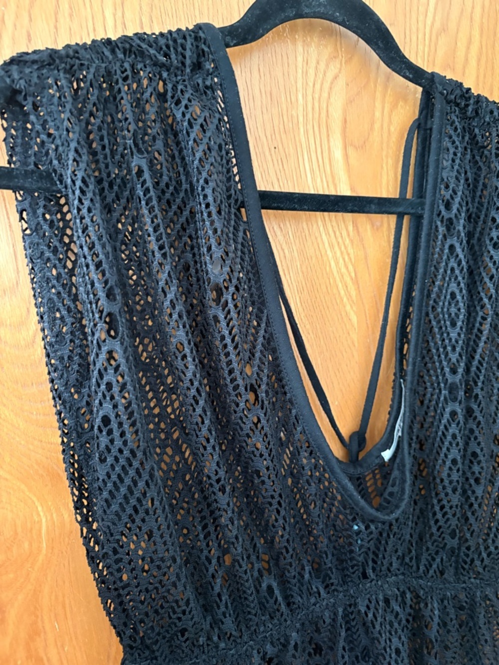 Miken Black Crochet Swim Coverup M - Picture 2 of 7